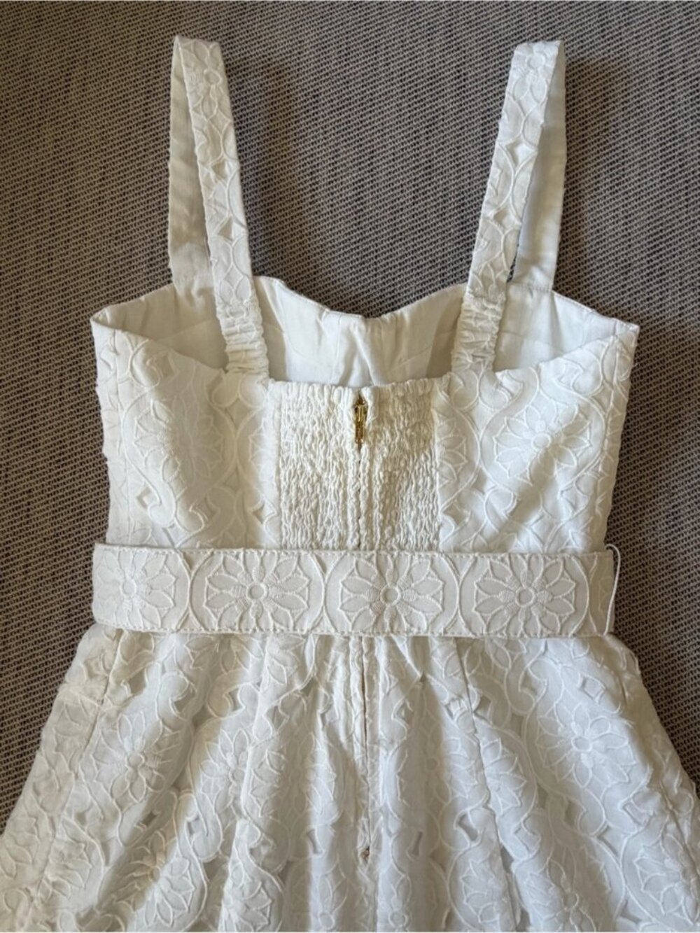 NEW Cara Cara Calypso Bustier Midi Dress Trellis Eyelet White Lace | US 6 UK 10 - Picture 10 of 16